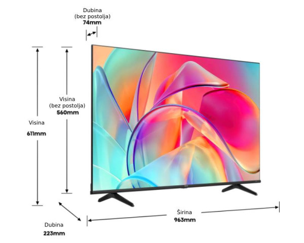 HISENSE 43 inča 43E7KQ QLED 4K UHD Smart TV TV, AUDIO,VIDEO