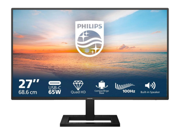 Philips Monitor 27E1N1600AE/00 27'' IPS 2560x1440 100Hz 4ms GtG HDMI, USB ,USB type C visina crna MONITORI