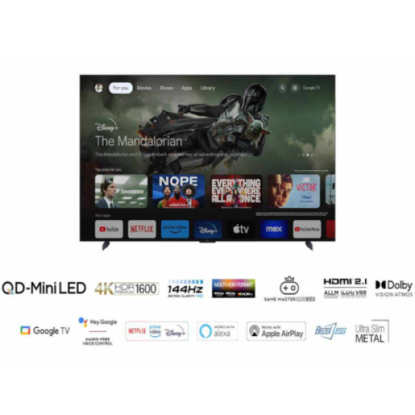 TCL 98C805 Smart TV 98'' 4K Ultra HD DVB-T2 QLED Google TV TV, AUDIO,VIDEO