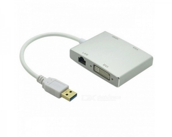 FAST ASIA Adapter-konvertor USB 3.0 na HDMI + VGA+DVI + RJ45 IT KOMPONENTE I PERIFERIJA