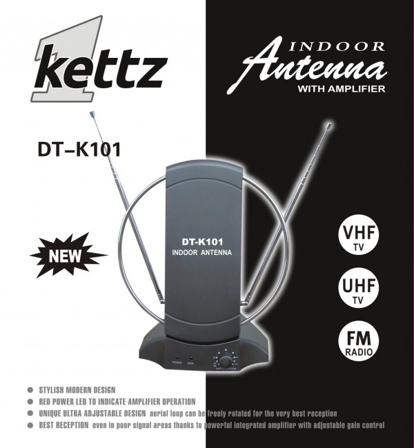 Sobna TV/FM antena Kettz DT-K101 + pojačivač TV, AUDIO,VIDEO