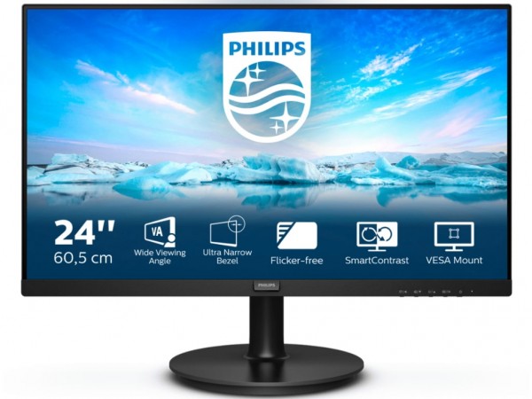 Philips LCD 23.8'' 241V8L00 VA, FHD, 75Hz, HDMI, VGA, Vesa (241V8L00)  MONITORI